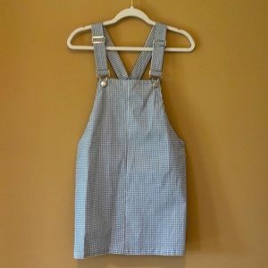 NWT Houndstooth Black and White Overall Style Mini Dress Size Large